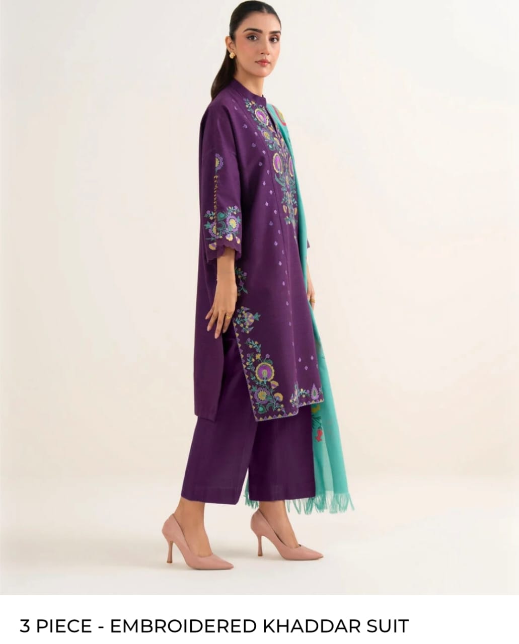 3PC EMBROIDERED KHADDAR SUIT