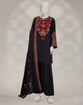 BLACK KARANDI EMBROIDERED UNSTITCHED 3PC