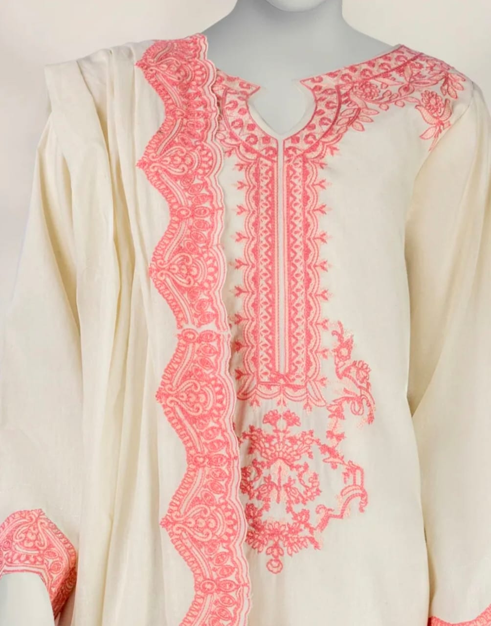 OFF WHITE KARANDI EMBROIDERED UNSTITCHED 3PC