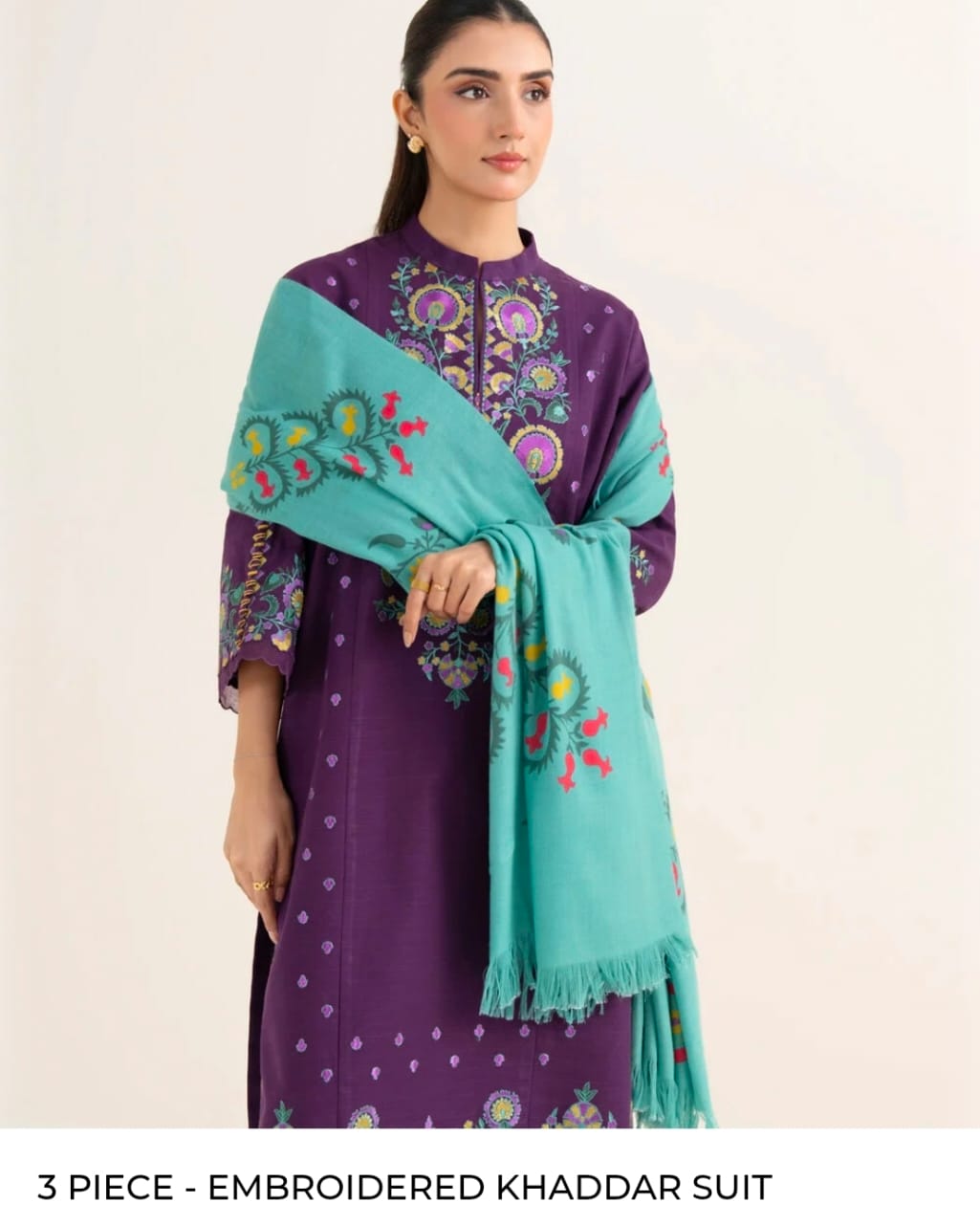 3PC EMBROIDERED KHADDAR SUIT