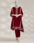 MAROON VELVET EMBROIDERED UNSTITCHED 3PC